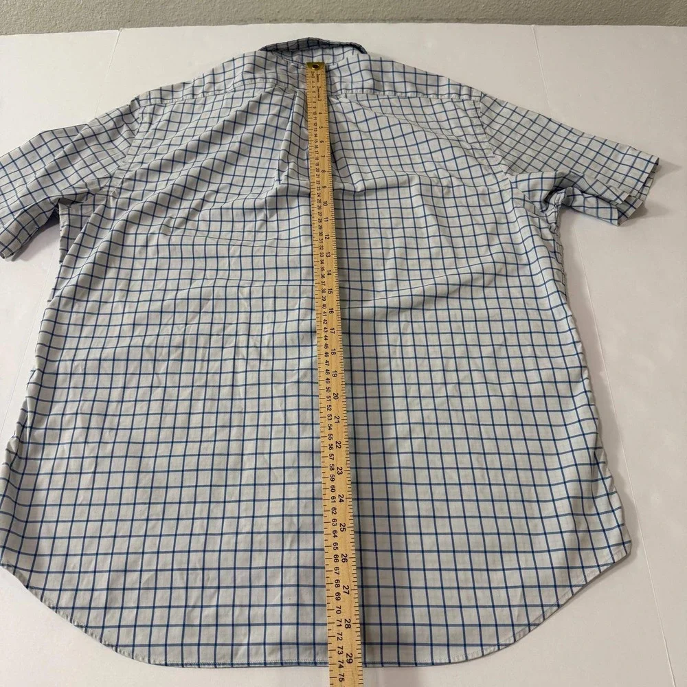 Polo Ralph Lauren Mens Large Classic Fit Performance Shirt Blue White Check